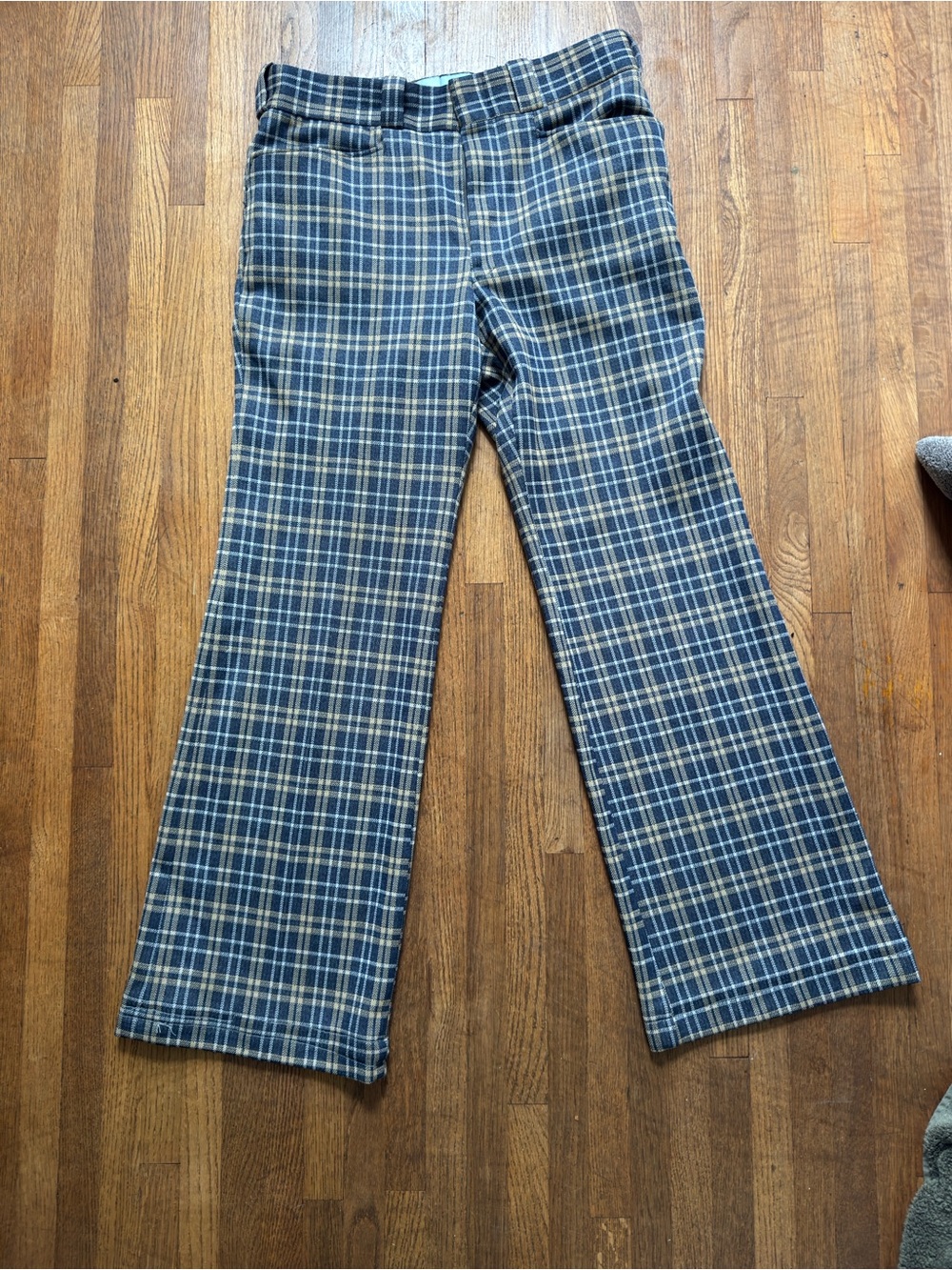 Blue Plaid Flare Pants